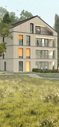 Four wooden multy-family-homes at Munich | © frank&friker