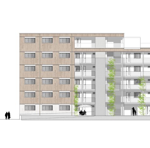 Edificio residenziale ibrido legno-cemento a Monaco di Baviera | © ARCHiTEKTUR:ZWiNGEL/DiLG