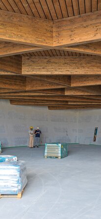 Überdachung Mehrzwecksaal aus Holz in Mailand | © Matteo Piazza